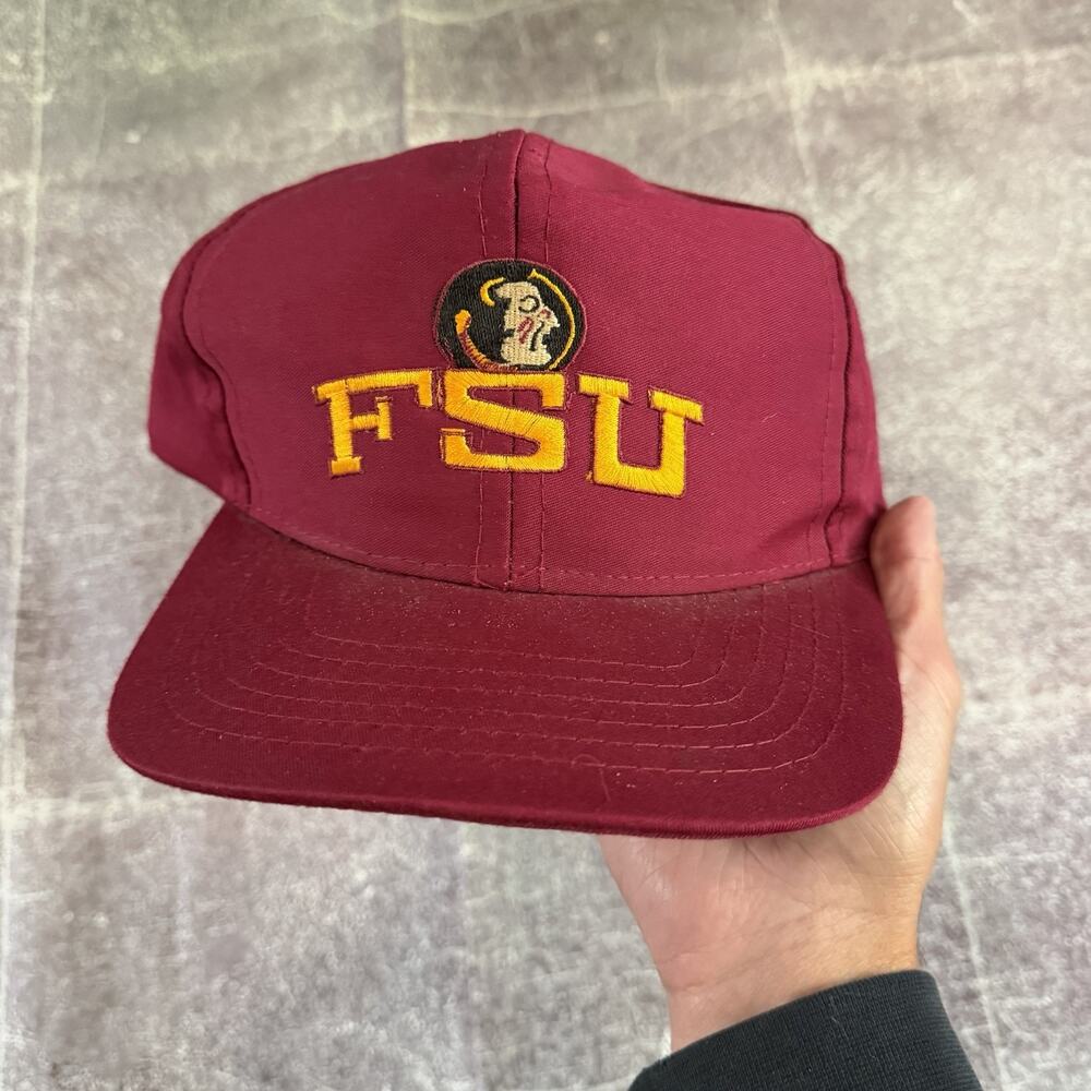 Men's Vintage 90s FSU Florida State Seminoles Maroon Plain Logo Snapback Hat Cap